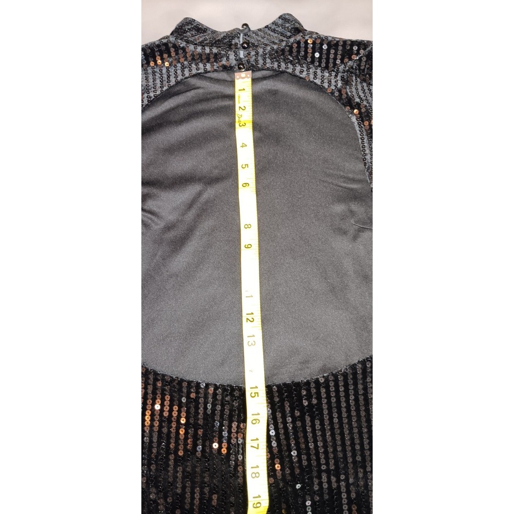 womens mini dress L black velvet sequins party whimsigoth goth dark glam formal - Picture 7 of 13